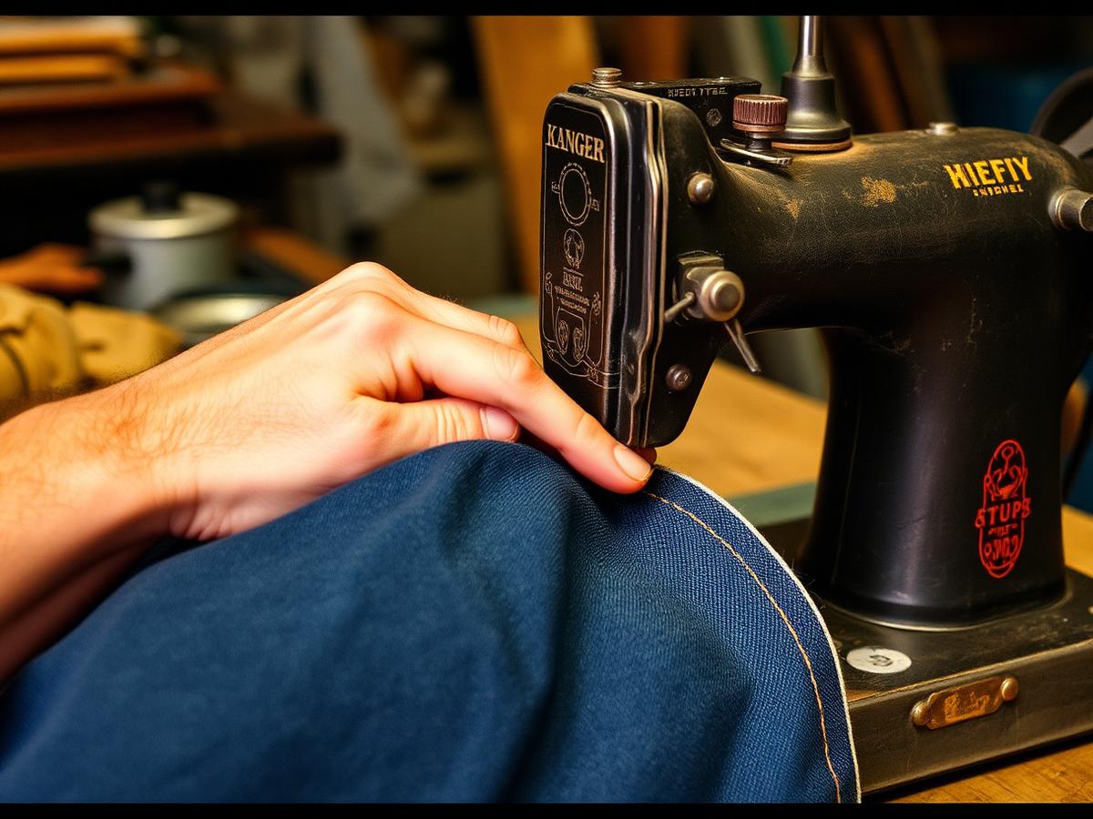 Craftsman sewing denim